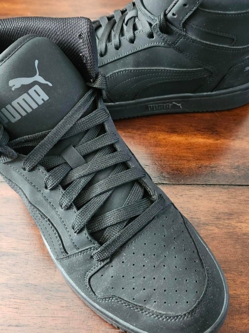 Puma Black Mid-Top Sneakers with Matte Finish Size Men's 9